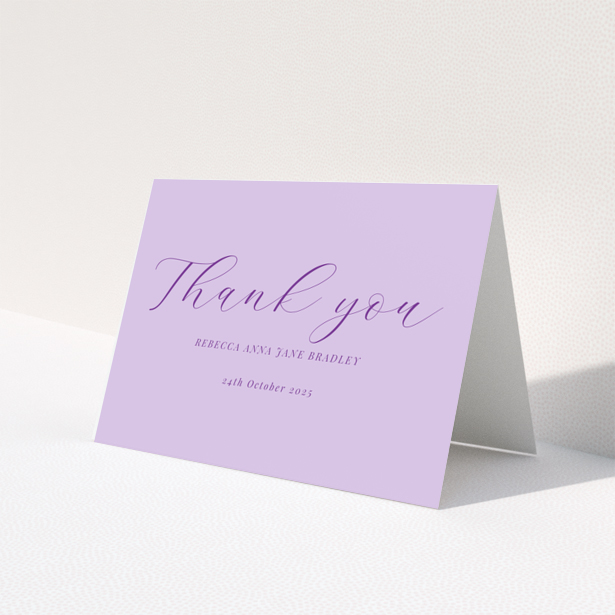 Baby thank you card design with no photos on a purple background