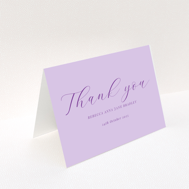 Baby thank you card design with no photos on a purple background