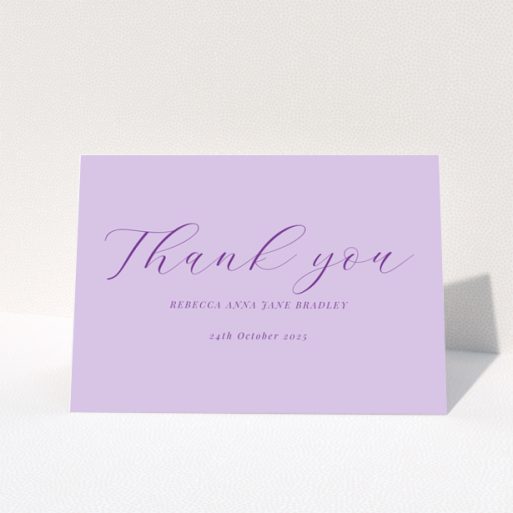 Baby thank you card design with no photos on a purple background