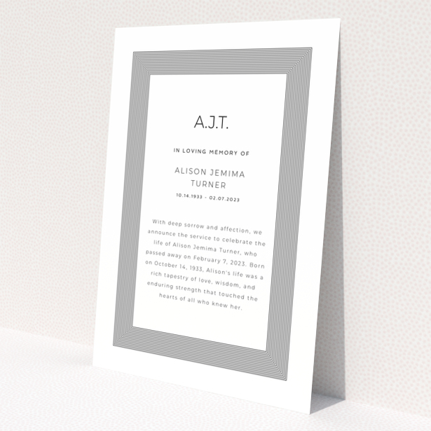 Funeral announcement card design with no photos