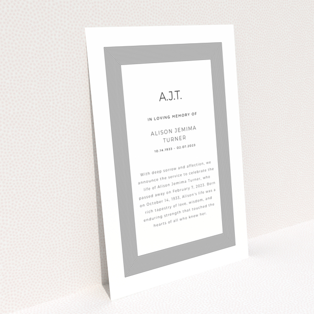 Funeral announcement card design with no photos