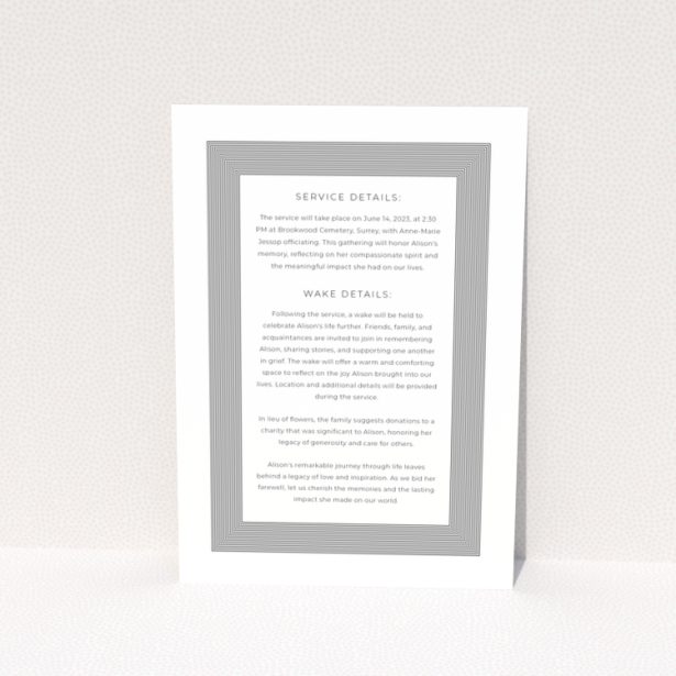 Funeral announcement card design with no photos