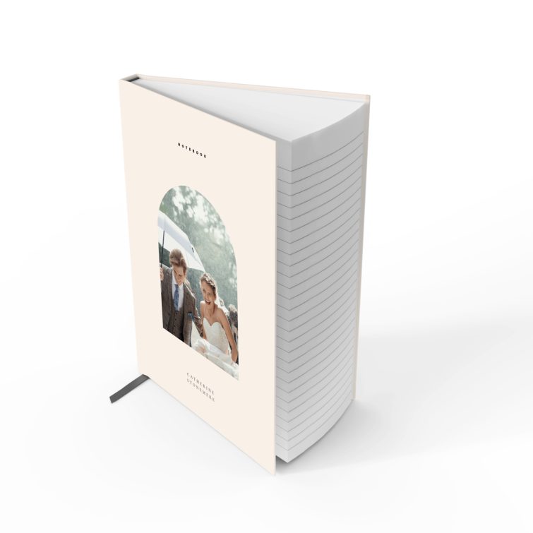 Customisable wedding notebook design with one photo on the cover by Utterly Printable.