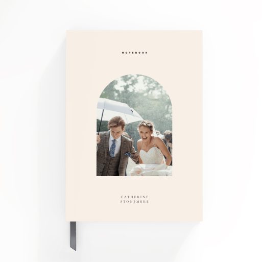 Customisable wedding notebook design with one photo on the cover by Utterly Printable.