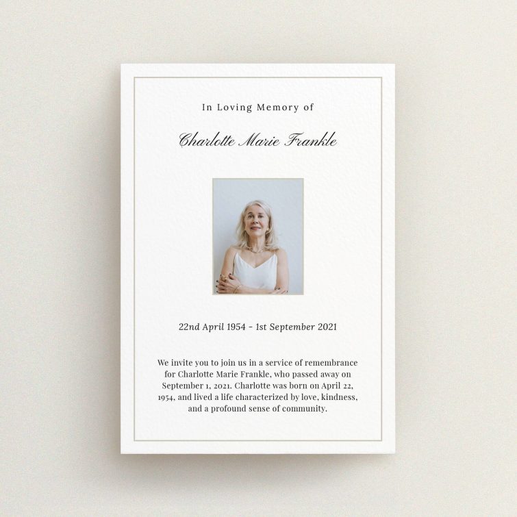 Elegant Reflection in Funeral Announcements
