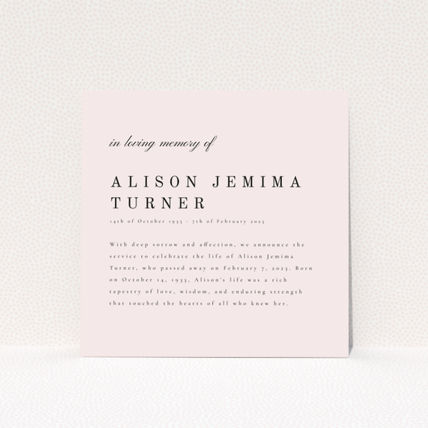 Funeral announcement card design with no photos