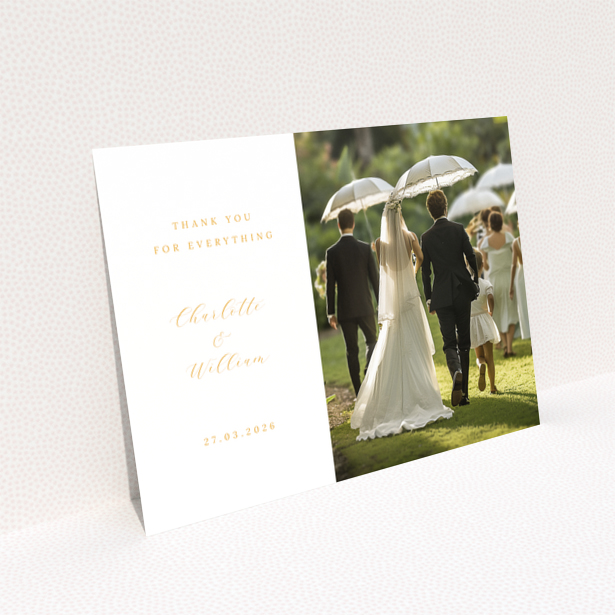 Wedding thank you card design reverse side with no photos Landscape