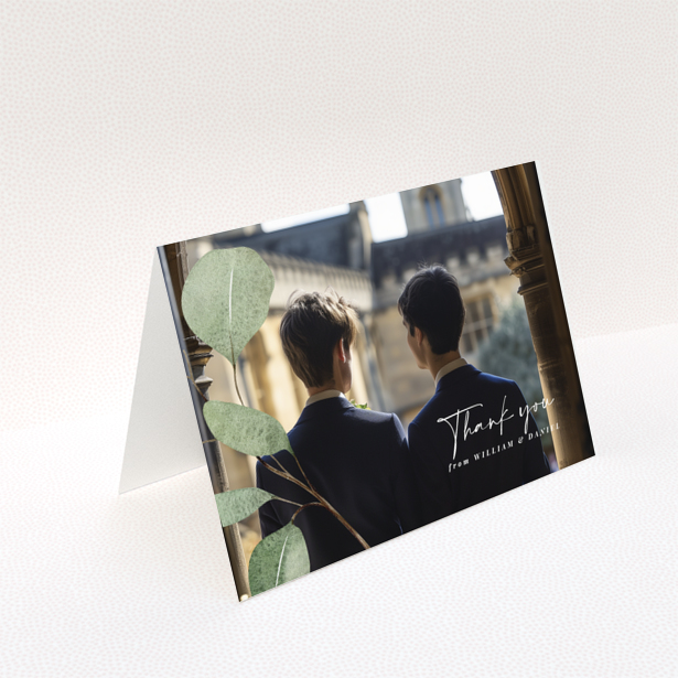 Personalised thank you card design featuring two photos