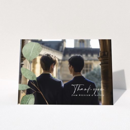 Personalised thank you card design featuring two photos