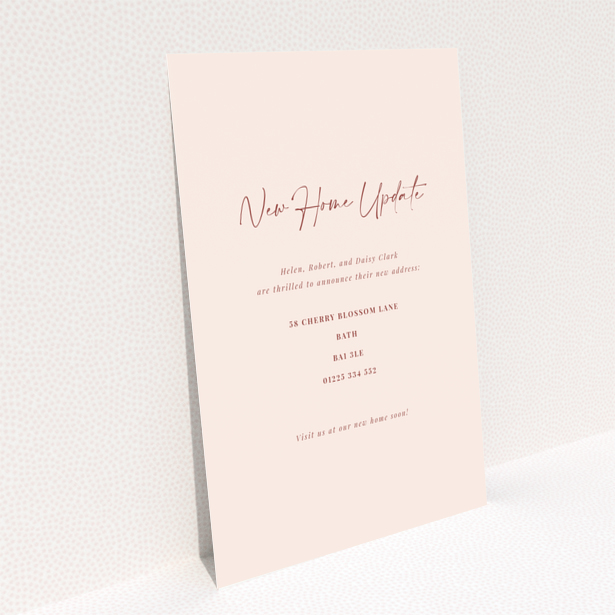 Reverse side of a personalised change of address card design named Portrait