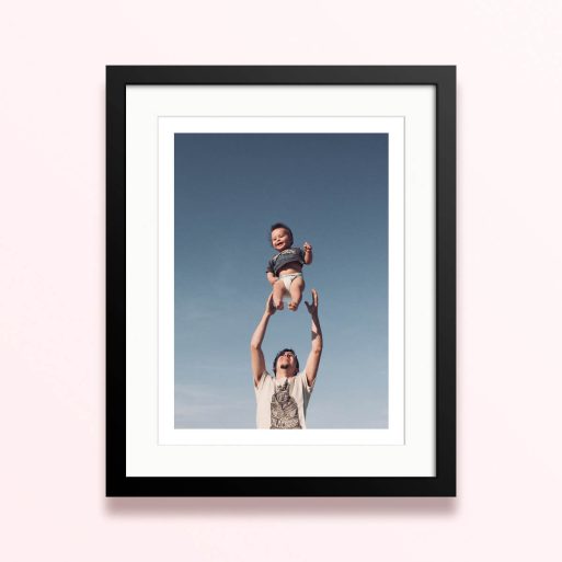 Framed and mounted photo print design with one photo.