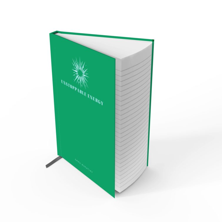 Green stylish personalised notebooks with one abstract image on cover design.