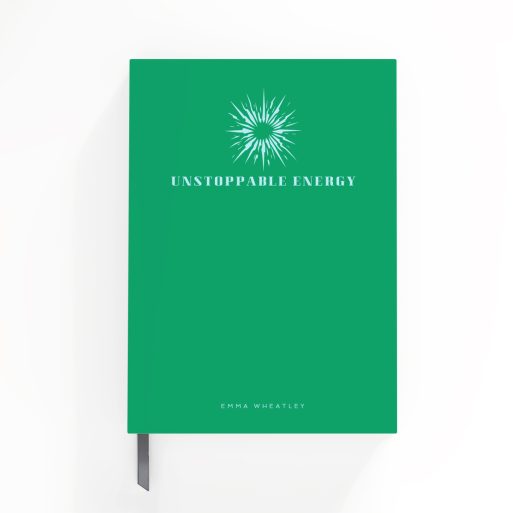 Green stylish personalised notebooks with one abstract image on cover design.