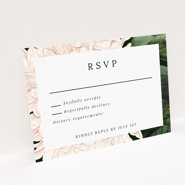 Engraved Elegance RSVP Cards - Timeless Botanical Wedding Response Cards. This is a view of the back