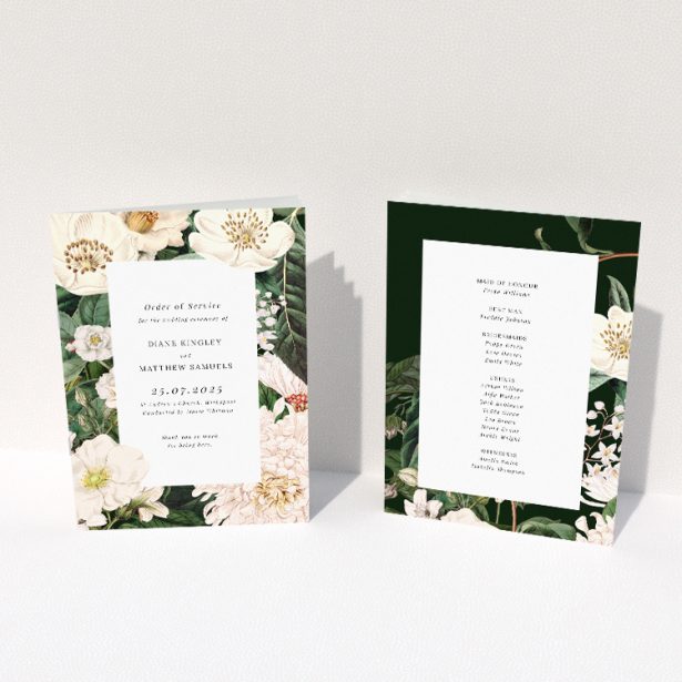 Exquisite Engraved Elegance Wedding Order of Service Booklet. This image shows the front and back sides together