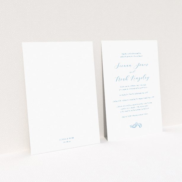 Engraved Swirl wedding invitation with minimalist design and intricate swirl motif, exuding understated elegance and sophistication This image shows the front and back sides together