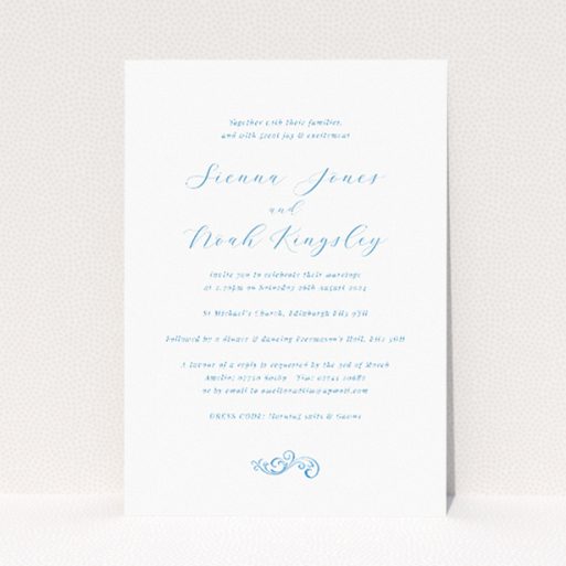 Engraved Swirl wedding invitation with minimalist design and intricate swirl motif, exuding understated elegance and sophistication This is a view of the front