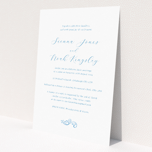 Engraved Swirl wedding invitation with minimalist design and intricate swirl motif, exuding understated elegance and sophistication This is a view of the front