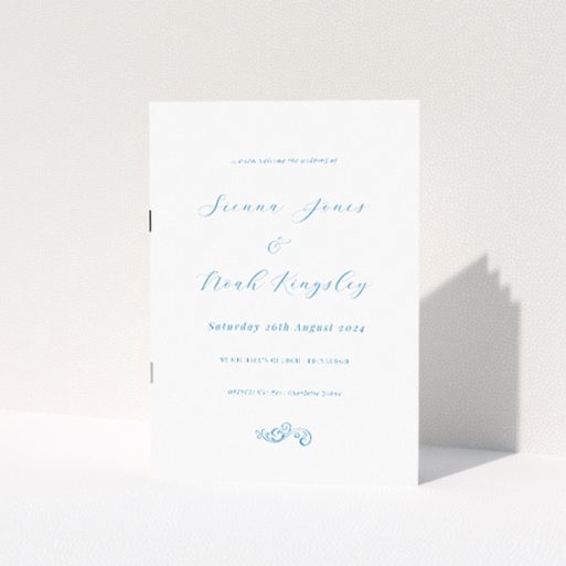 Elegant Engraved Swirl Wedding Order of Service Booklet Template. This is a view of the front