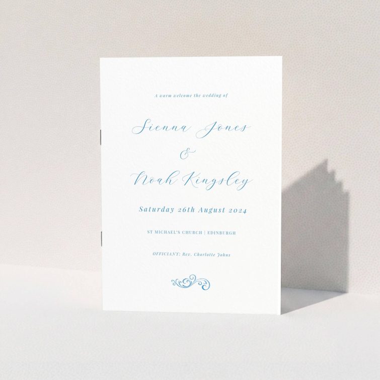 Elegant Engraved Swirl Wedding Order of Service Booklet Template. This is a view of the front
