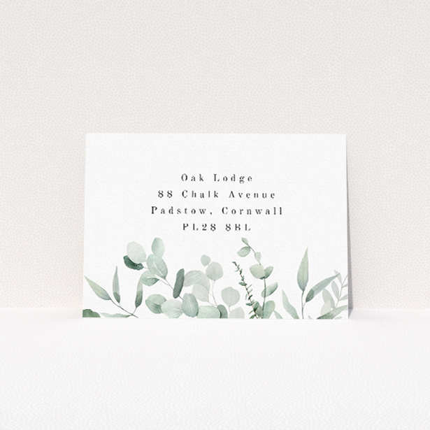 Eucalyptus Bloom RSVP Card Template - Elegant Wedding Stationery. This is a view of the back