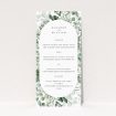 Eucalyptus Bloom wedding menu template embodying the serene elegance of eucalyptus foliage, ideal for couples seeking to infuse their celebration with the natural charm of the outdoors This is a view of the front