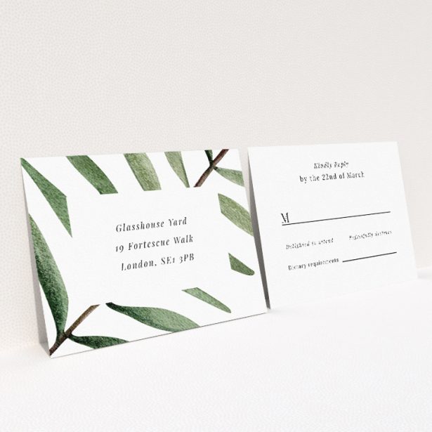 Elegant Eucalyptus Swirls RSVP Card - Wedding Stationery by Utterly Printable. This is a view of the back