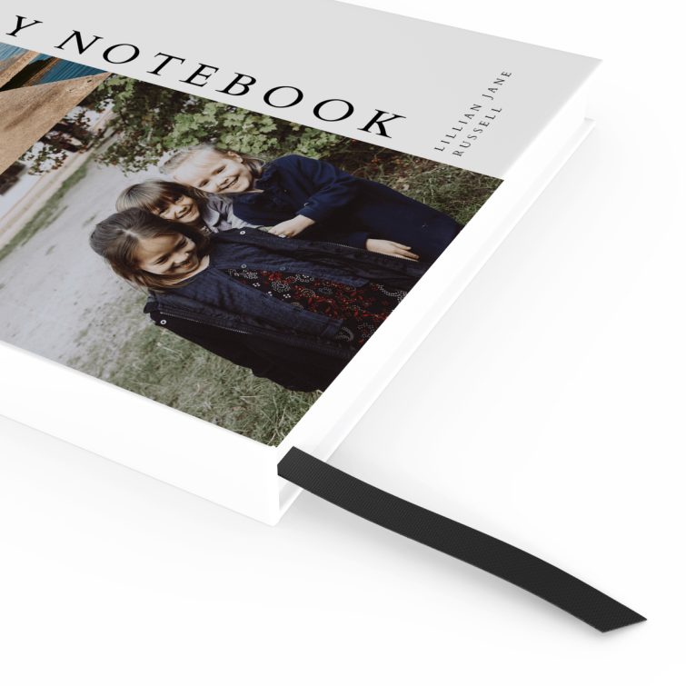 Family notebook design with two photos on the cover spread from Utterly Printable.