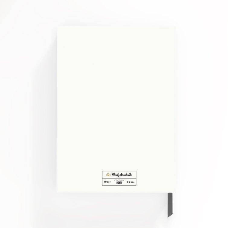 Portrait notebook design with one photo on the front cover, offered by Utterly Printable for personalised printing needs.