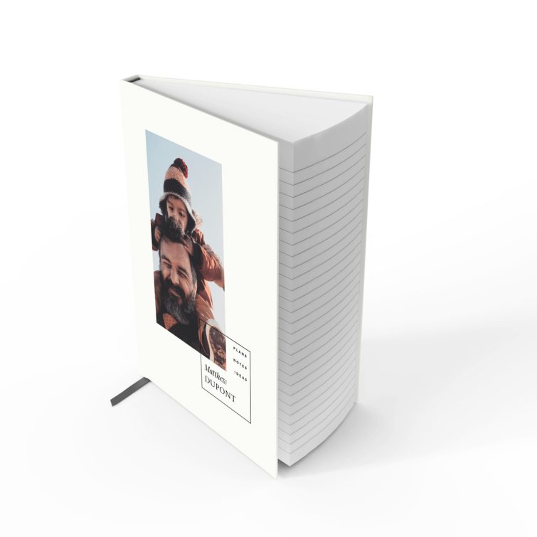 Portrait notebook design with one photo on the front cover, offered by Utterly Printable for personalised printing needs.