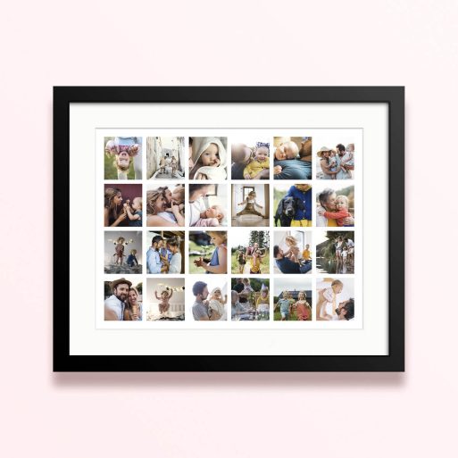 Framed and mounted photo print with 25 photos