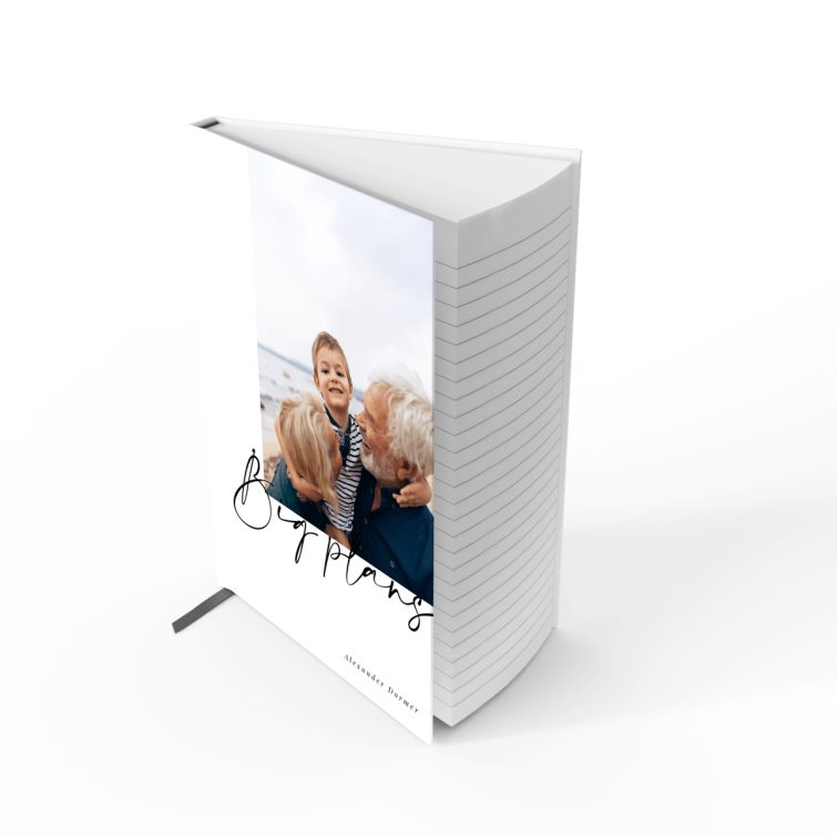 Personalised portrait notebook cover design with one photo for Utterly Printable.