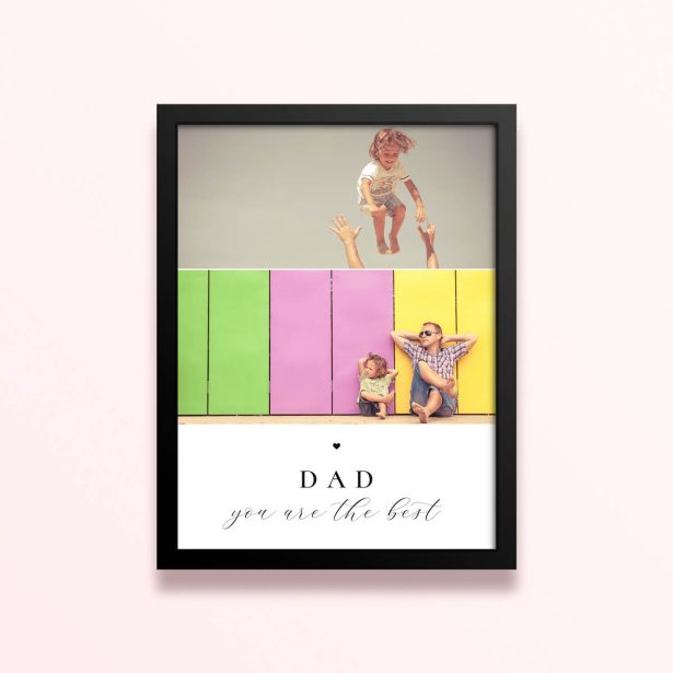 Simple framed prints designs with two photos celebrating dad