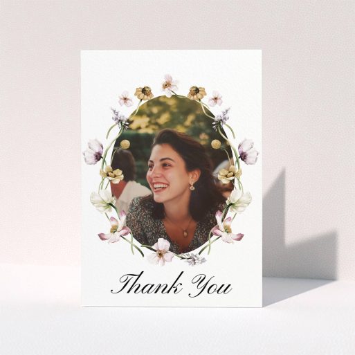 Floral Funeral Card Floral funeral thank you card with one photo and elegant design.