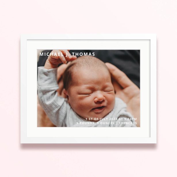 first glimpse framed mounted photo print sweet baby design 400x300 landscape white - First Glimpse