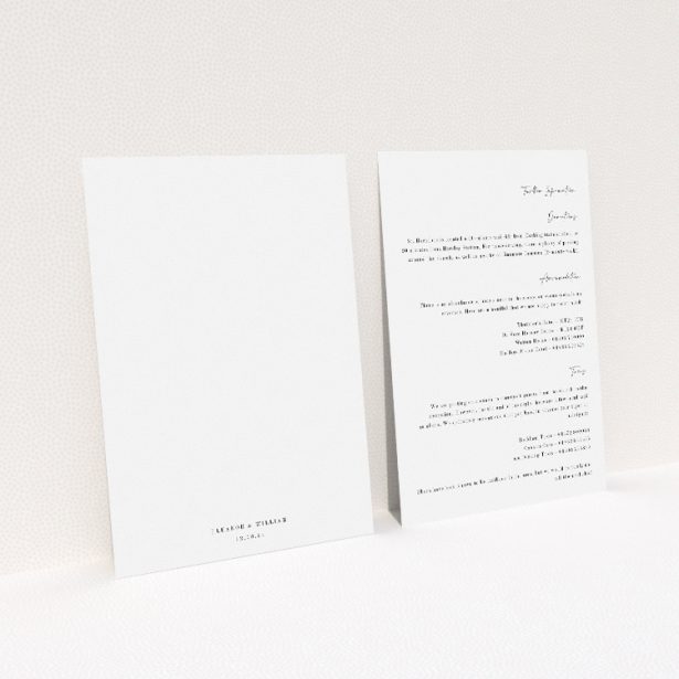 Fitzrovia Script information insert card - classic meets modern wedding stationery with elegant script typography. This image shows the front and back sides together