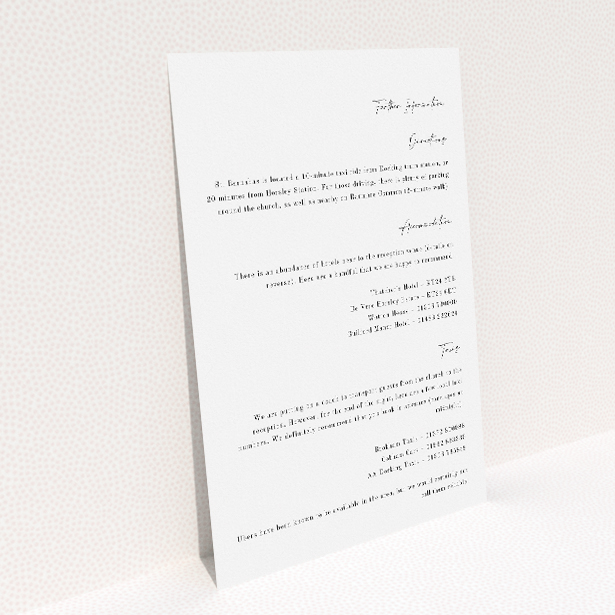 Fitzrovia Script information insert card - classic meets modern wedding stationery with elegant script typography. This image shows the front and back sides together