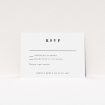 RSVP card from the Fitzrovia Script wedding stationery suite - timeless elegance with clean white background and sophisticated typography, balancing tradition and contemporary style. This is a view of the front