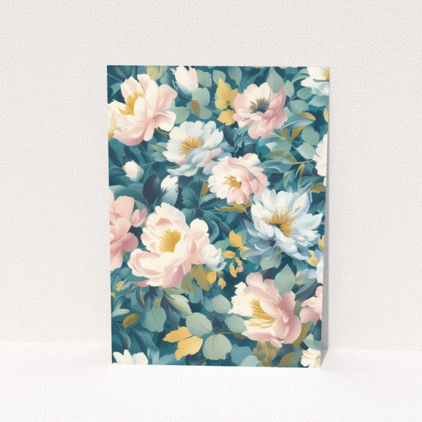 Floral background change of address card design - Portrait