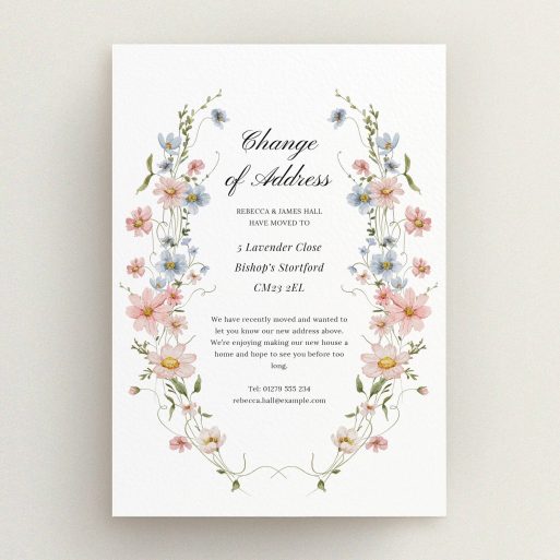 Floral Address Change Card Floral change of address card with elegant design and no photos.