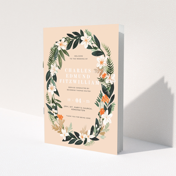 Christening order of service program with floral design and no photos