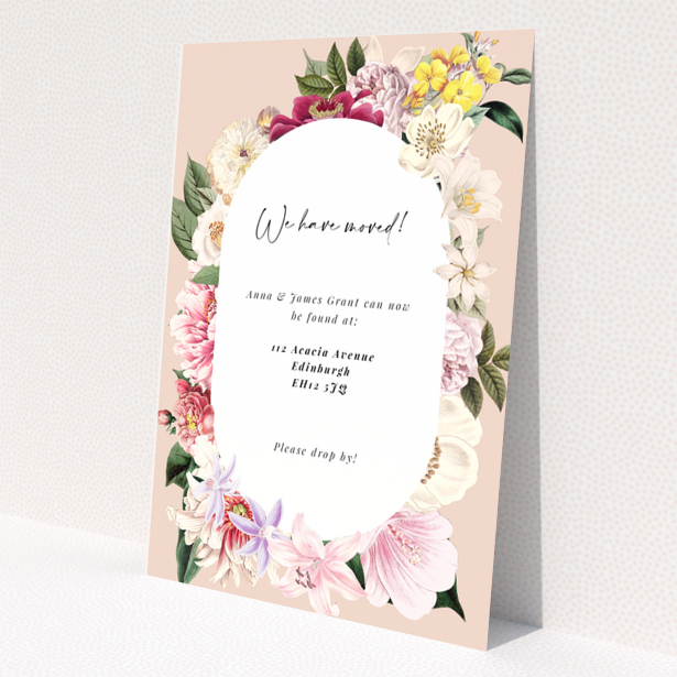 Floral change of address card with elegant design and no photos