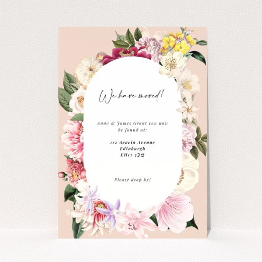 Floral change of address card with elegant design and no photos