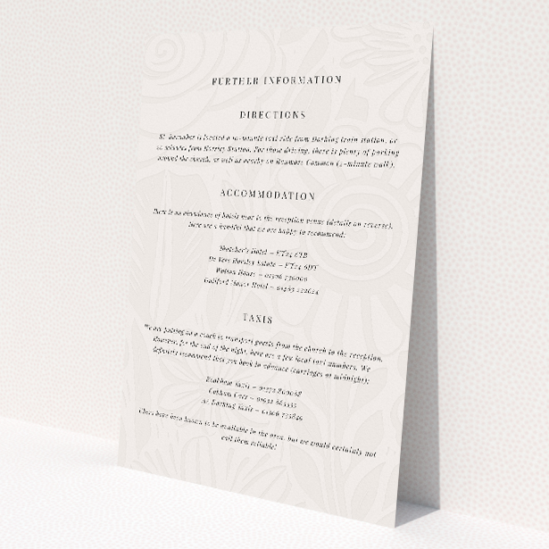 Floral Behind wedding information insert card by Utterly Printable. This is a view of the front