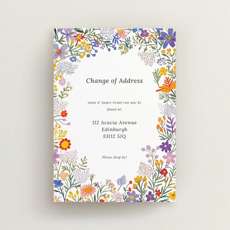 Floral Border Update in Change of Address cards