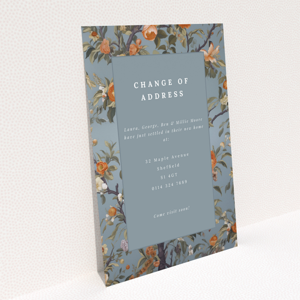 Change of address card design called Portrait with floral pattern