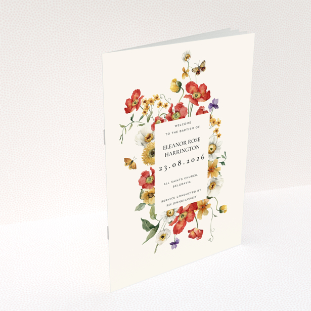 Christening order of service program reverse side with elegant design - Portrait