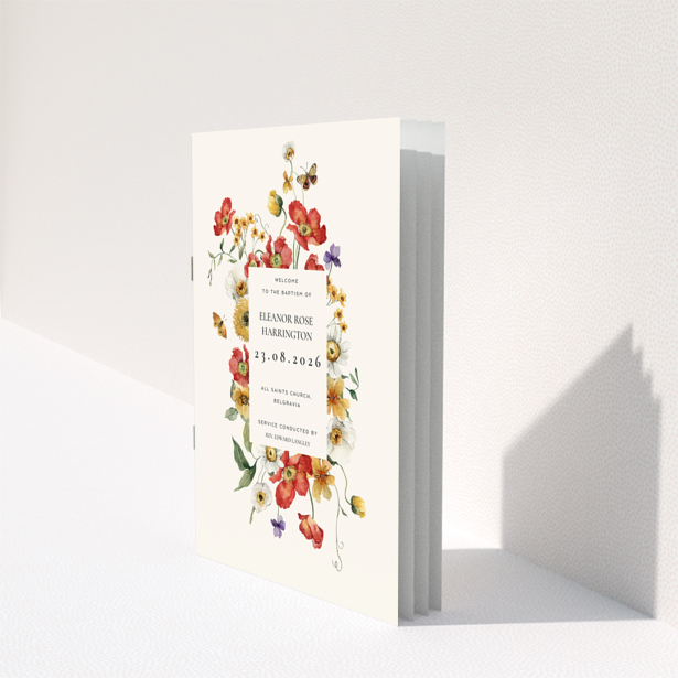 Christening order of service program reverse side with elegant design - Portrait