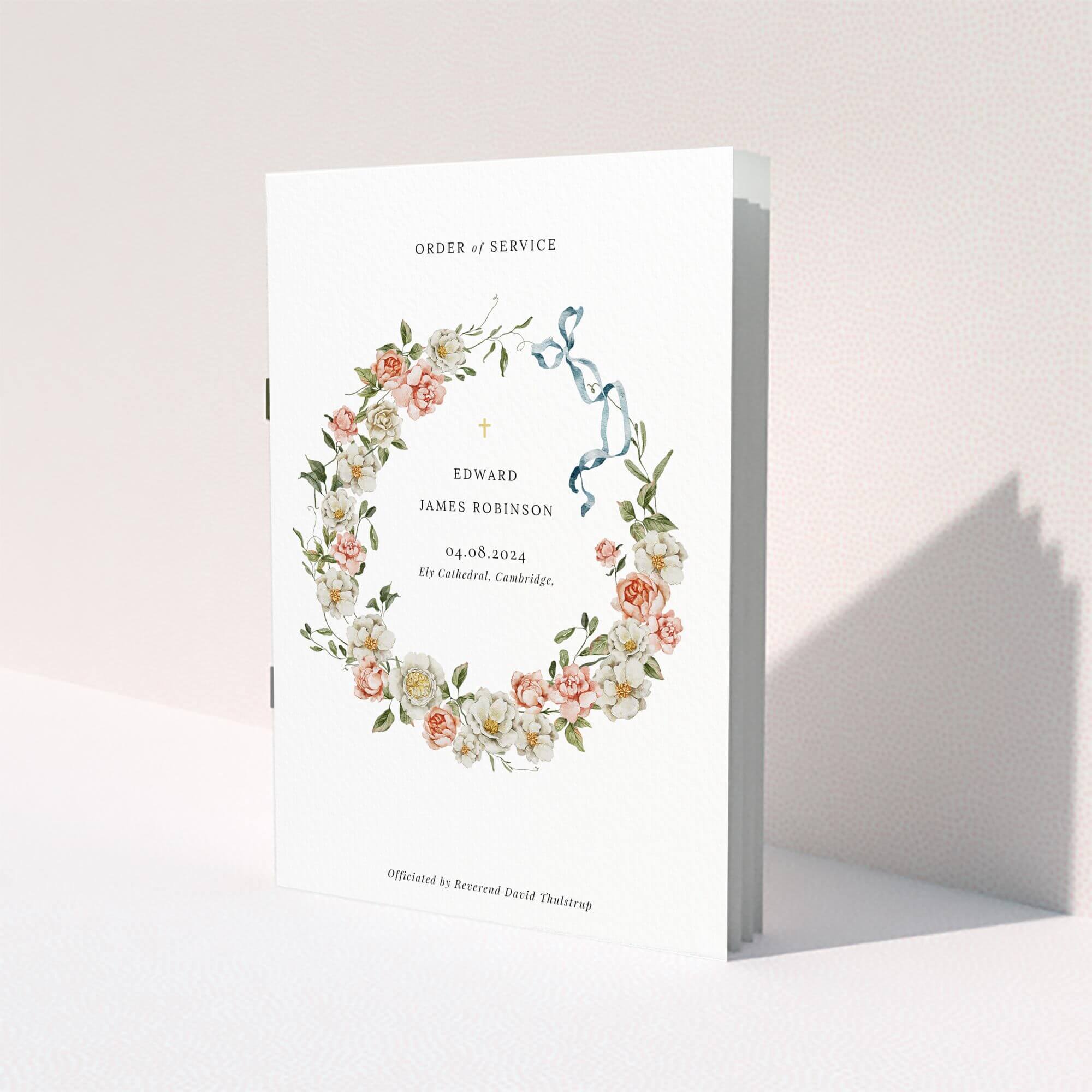 Floral Christening Order Floral christening order of service program with one decorative image