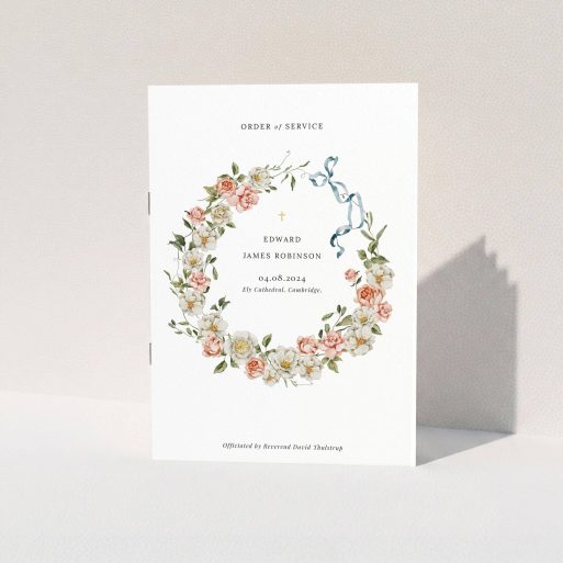 Floral Christening Order Floral christening order of service program with one decorative image